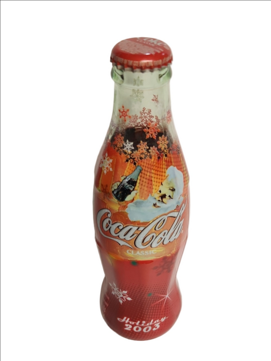 Coca Cola Other - Vintage Coca Cola 2003 Red and White Holiday Glass Bottle Art